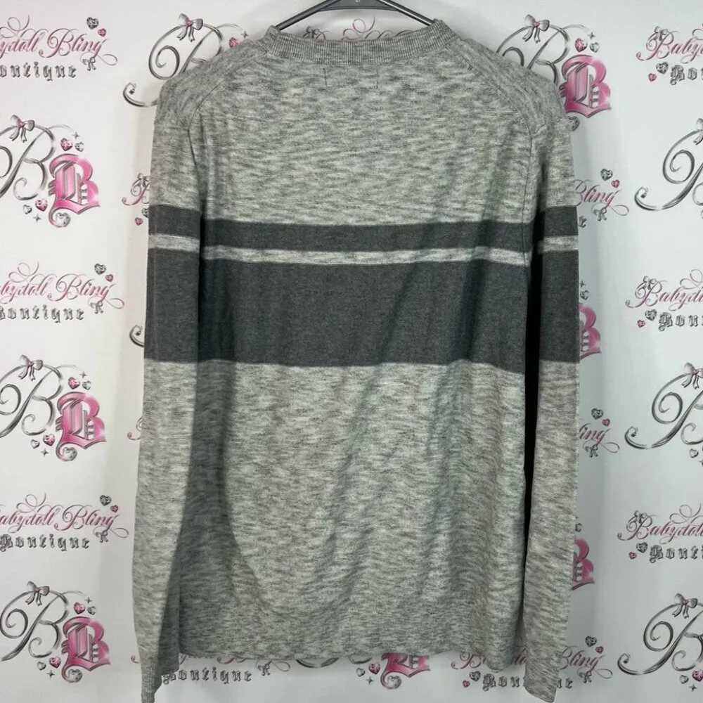 Banana Republic sweater eco striped grey charcoal Light Gray Knit Sweater